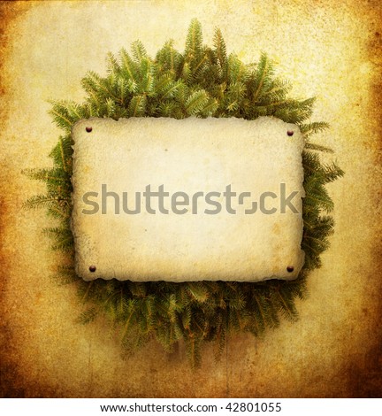 Christmas wreath with paper sheet