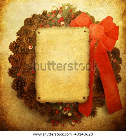 Christmas wreath with paper sheet