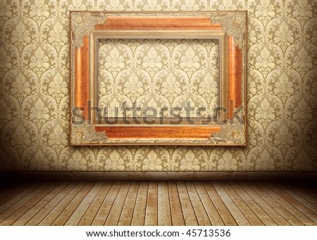 Grunge room interior with frame on wall