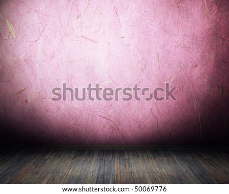 old grunge empty room with violet wall