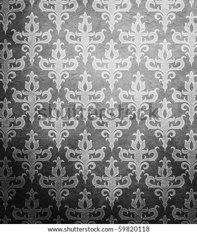 Black wallpaper with antique pattern