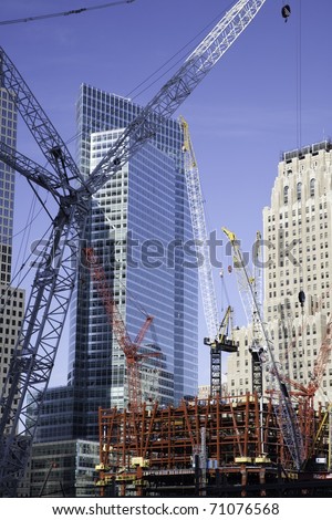 NEW YORK CITY - DEC 16: Construction at the site of the September 11,2001 bombing of the World Trade Center on December 16, 2010 in New York City.