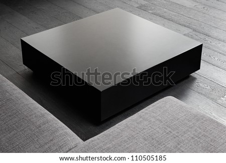 Black Square Coffee-Table, Modern Interior Detail
