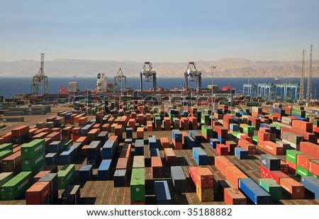 infinitely many containers in a cargo port on red sea
