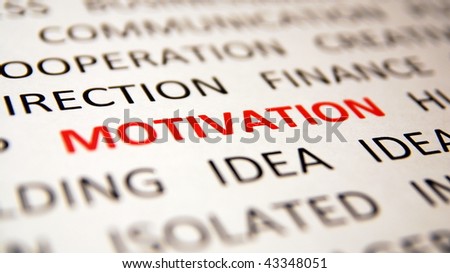 Background with words motivation, idea, direction, finance, ideas, cooperation, view perspective