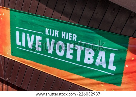 Dutch advertising poster for football public viewing at a restaurant