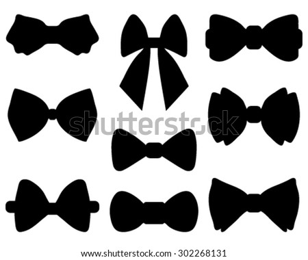 Black Silhouettes Of Bow Ties, Vector - 302268131 : Shutterstock