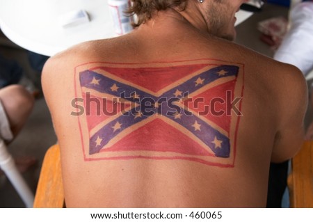 stock photo : a confederate flag tattoo