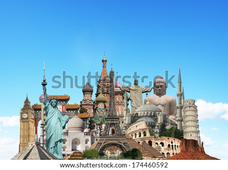 Travel The World Monuments Concept
