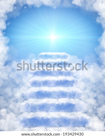 Illustration of a stairway made of clouds to heaven