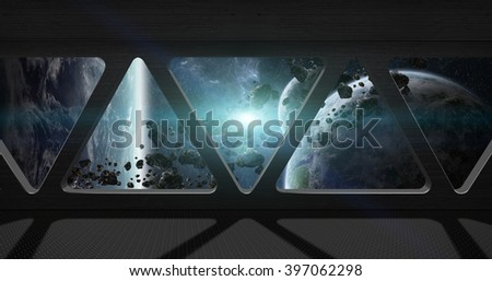 Window view of space from a space station \'elements of this image furnished by NASA\'