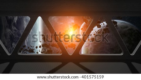 Window view of space from a space station \'elements of this image furnished by NASA\'