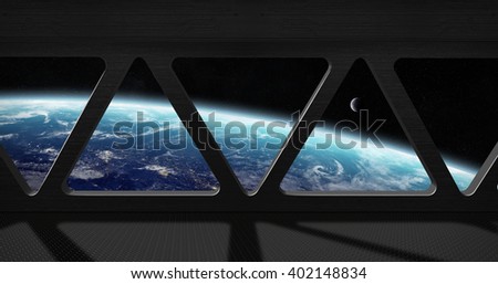 Window view of planet earth from a space station 'elements of this image furnished by NASA'