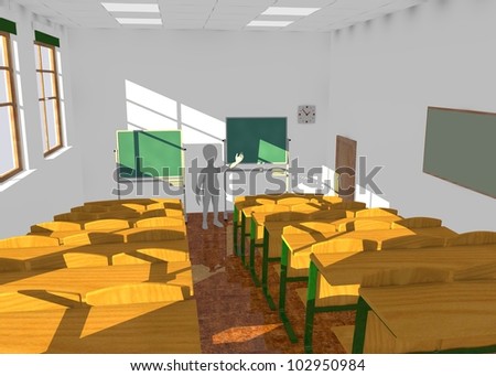 3d Render Of Cartoon Character In Classroom Teaching Stock Photo