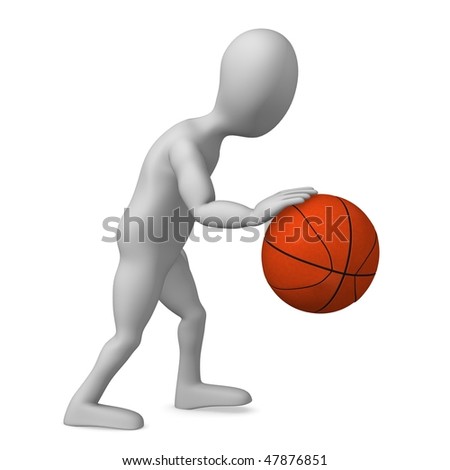 basketball ball cartoon. stock photo : 3d render of cartoon character with asketball ball