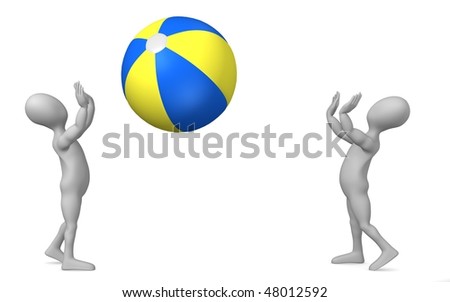 stock photo : 3d render of cartoon character with beach ball