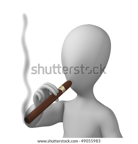 stock photo : 3d render of smoking cartoon character