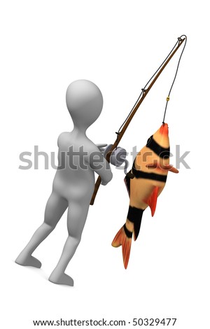 cartoon fishing pole. cartoon character fishing