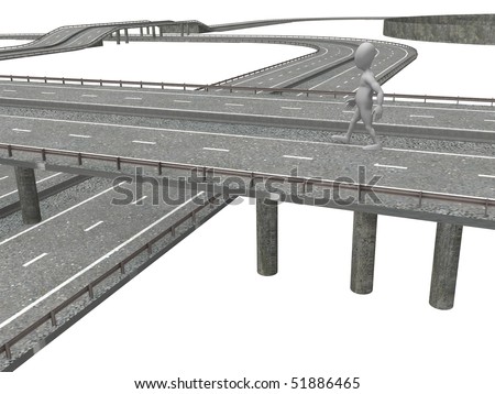 3d Render Of Cartoon Character With Highway Stock Photo 51886465