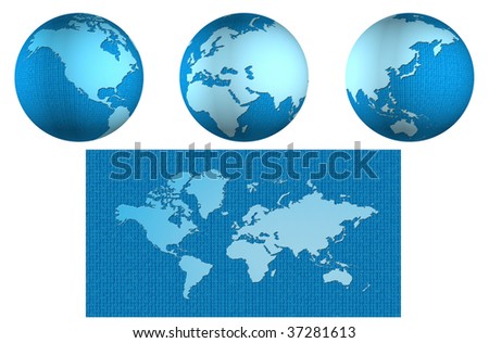 world map europe africa. USA,Canada,Europe,Africa