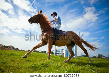 ATHENRY - JULY 3: unidentified man riding with   Horse  at annual Athenry Agricultural Show  on July 3, 2011 in Athenry, Ireland.