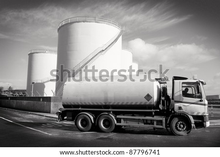 Truck With Fuel Tank  and industrial storage site