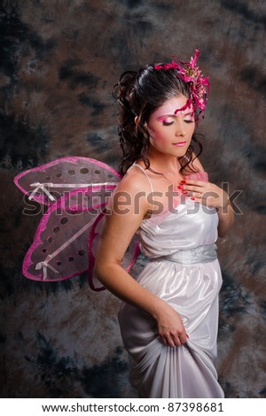 woman dressed  Pink Fairy for any holiday