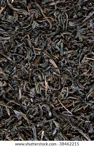 Black tea. Dry leaves. View from the top.