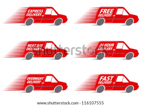 Speeding Red Delivery Truck editable vector graphic Speeding Red Delivery Truck editable vector graphic
