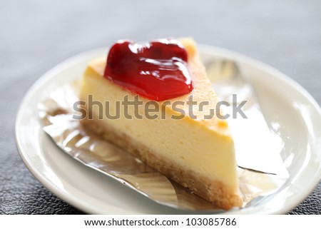 cherry cheese cake isolated in white background