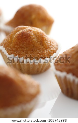Banana cupcake isolated in white background