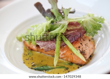 Grilled Salmon Steak with vegetables