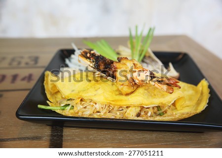 Thai food padthai fried noodle with shrimp