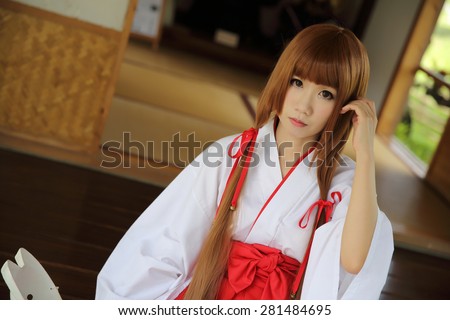 Japanese Women in Traditional Dress Miko