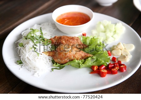 The Vietnam Food shrimp around sugarcane