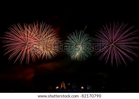 colorful fireworks in new year holiday anniversary