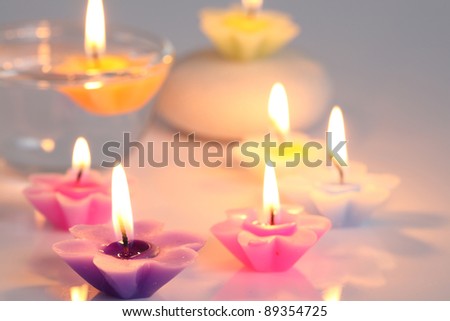 flower candles isolated in white background