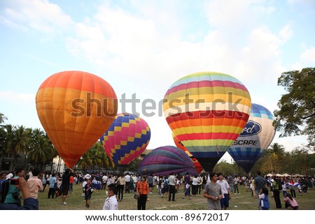 CHIANGMAI, THAILAND - NOV 27: Balloon festival in Chiangmai. People in balloon festival. On November 27,2011 in Chiangmai, Thailand.