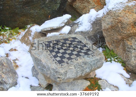 chess table made of granite rock