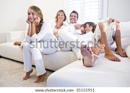 Family watching television