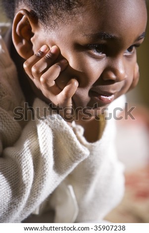 Close-up of cute African American 4 year old girl