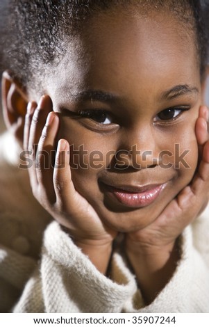 Closeup of adorable four year old African American girl