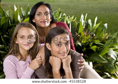 Interracial family - Indian mother with mixed-race daughters