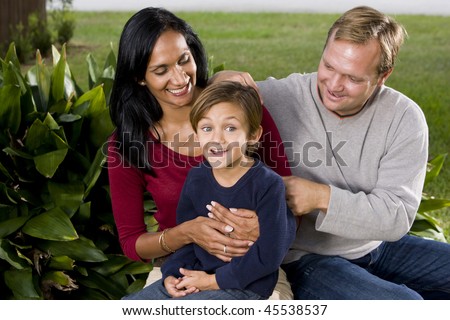 Interracial family - Indian mother, Caucasian father and cute 5 year old little boy