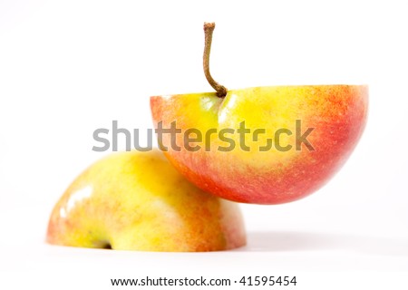 Two half apple isolated on white background