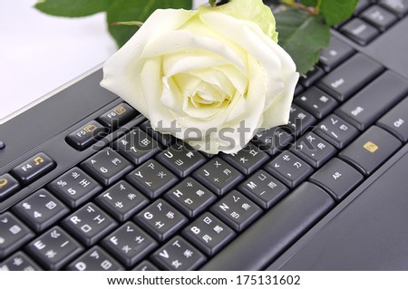 Traditional Keyboard of Taiwan  computer (Chinese Traditional Keyboard ) with a flower