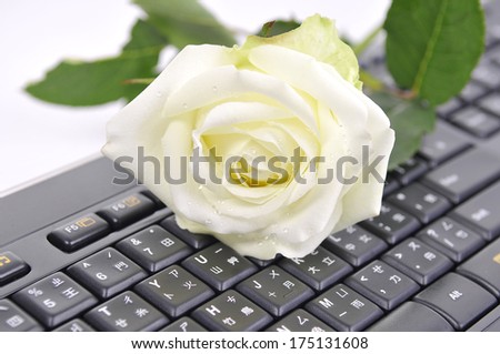Traditional Keyboard of Taiwan  computer (Chinese Traditional Keyboard ) with a flower