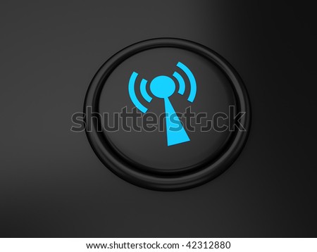 Gloss wi-fi button on black surface