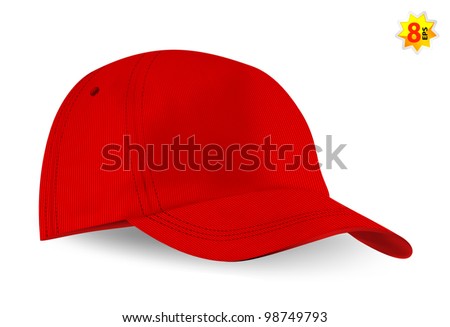 Red blank baseball cap template.