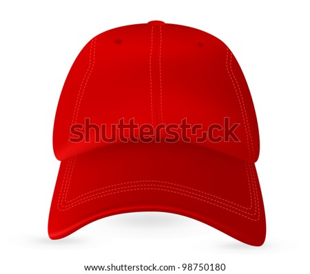 Red baseball cap template. Mesh & gradients only.